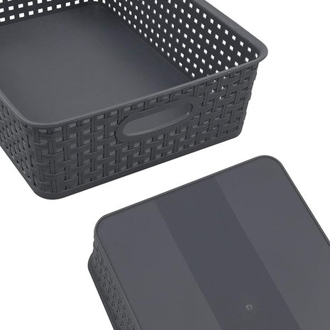 Merkloos 4 X Storage basket - Storage tray - Black storage 32 x 27 x 15 cm Rattan Merkloos 4 X Storage basket - Storage tray - Black storage 32 x 27 x 15 cm Rattan