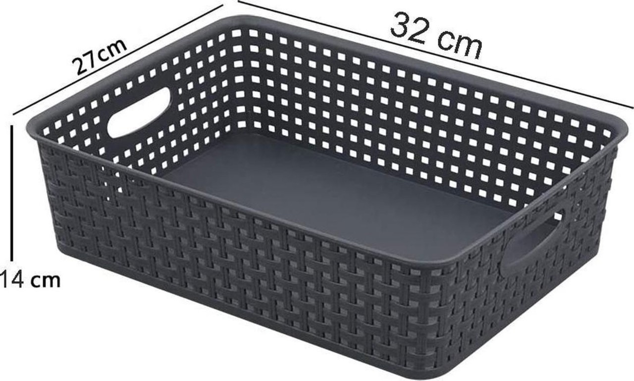 Merkloos 4 X Storage basket - Storage tray - Black storage 32 x 27 x 15 cm Rattan Merkloos 4 X Storage basket - Storage tray - Black storage 32 x 27 x 15 cm Rattan