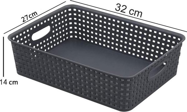 Merkloos 4 X Storage basket - Storage tray - Black storage 32 x 27 x 15 cm Rattan Merkloos 4 X Storage basket - Storage tray - Black storage 32 x 27 x 15 cm Rattan