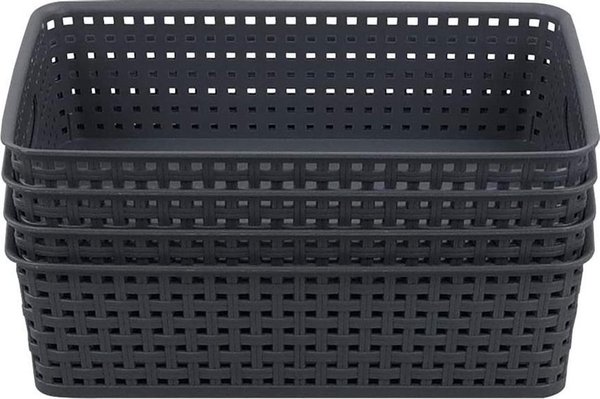 Merkloos 4 X Storage basket - Storage tray - Black storage 32 x 27 x 15 cm Rattan Merkloos 4 X Storage basket - Storage tray - Black storage 32 x 27 x 15 cm Rattan