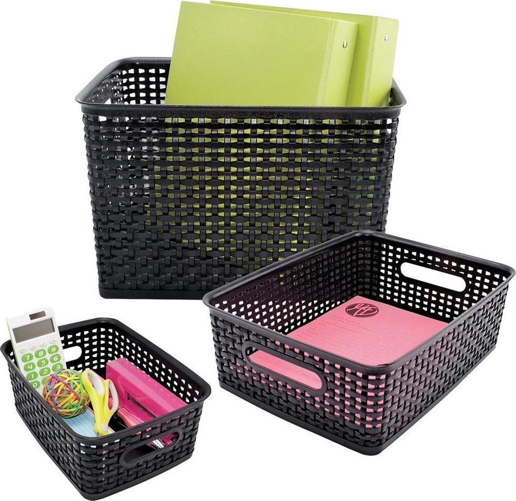 Merkloos 4 X Storage basket - Storage tray - Black storage 32 x 27 x 15 cm Rattan Merkloos 4 X Storage basket - Storage tray - Black storage 32 x 27 x 15 cm Rattan