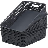 Merkloos 4 X Opbergmand - Opbergbakje - Zwarte opberger 35 x 29 x 13 cm Rattan - Opbergboxen kopen - opbergbox kopen Opbergbox