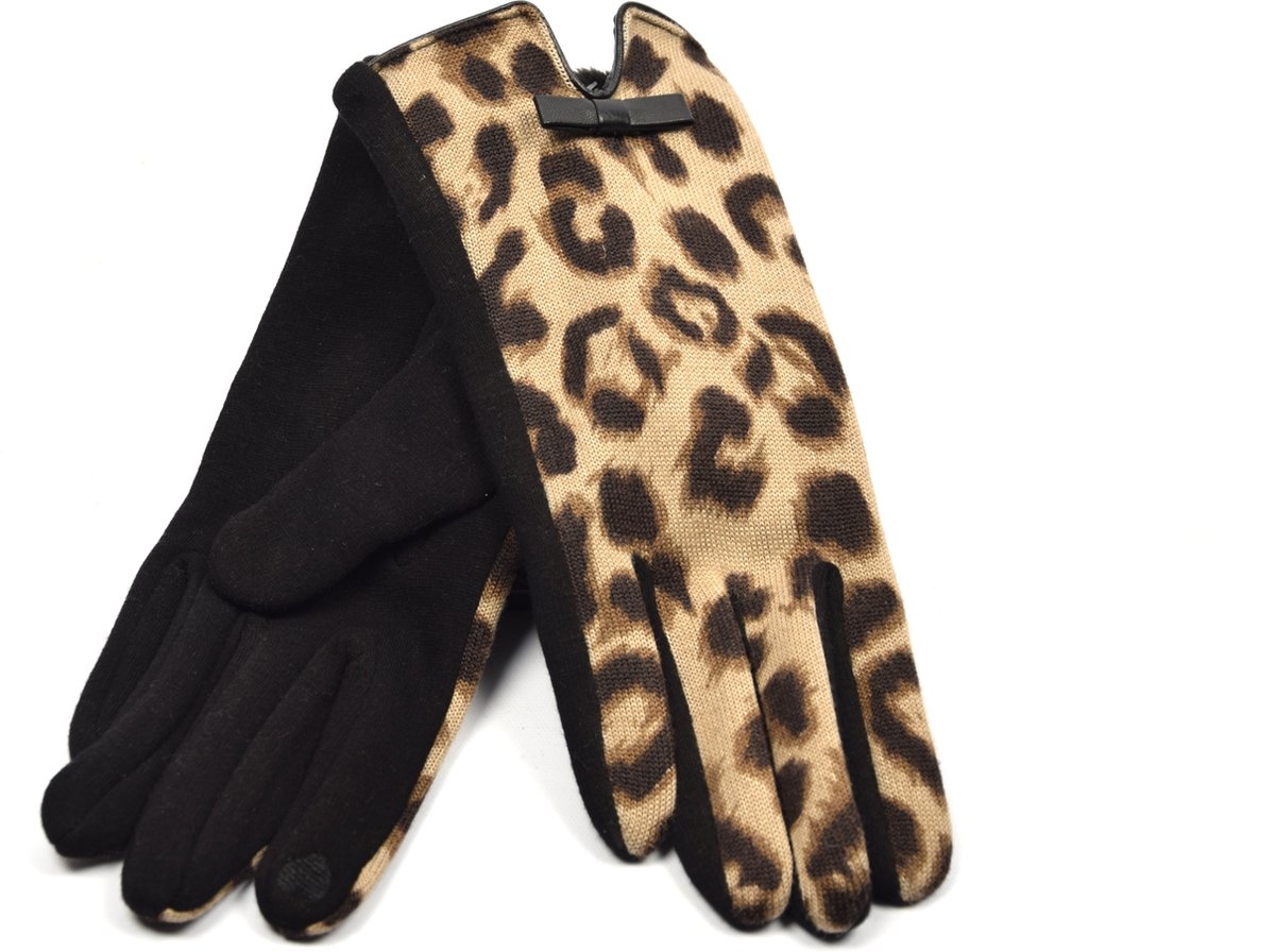 Soft ladies gloves Let's Snake Black Camel Snake print Gloves