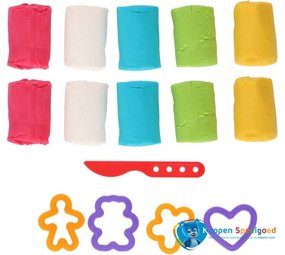 Merkloos Creative Kids Emmer Klei Set - Klei Mesje & Figuren - 5 Kleuren - 11 x 11 x 12 cm