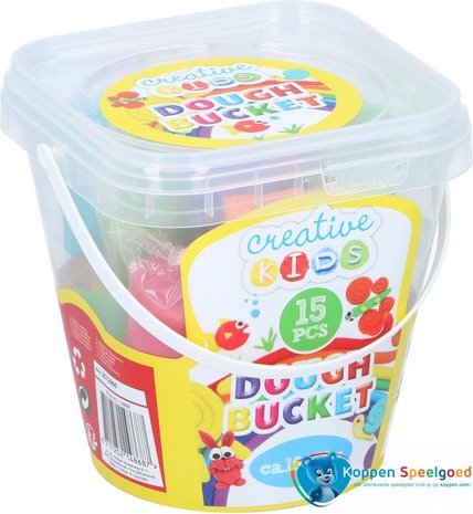 Merkloos Creative Kids Bucket Clay Set - Clay Knife & Figures - 5 Colors - 11 x 11 x 12 cm