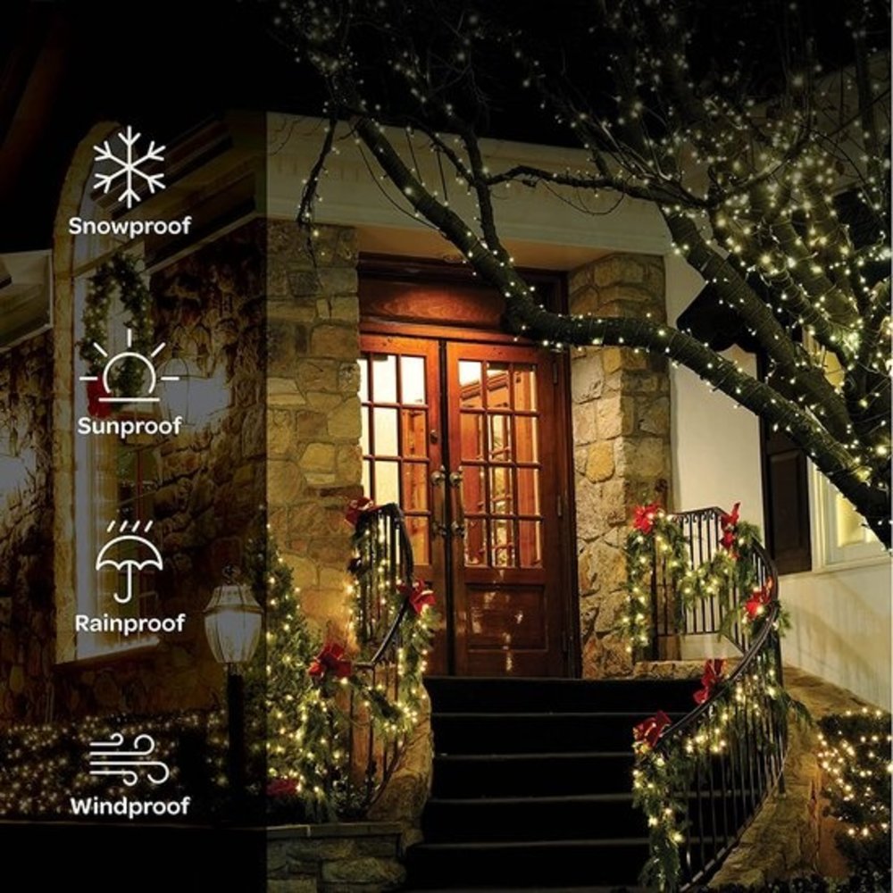 Discountershop Christmas lights outside - 10 meters 500 LED - EXTRA Warm White - Light cord Nano Copper wire - IP44 Plug with timer function - Christmas tree lighting - suitable for indoors and outdoors - LED Christmas lights Discountershop Christmas lights outside - 10 meters 500 LED - EXTRA Warm White - Light cord Nano Copper wire - IP44 Plug with timer function - Christmas tree lighting - suitable for indoors and outdoors - LED Christmas lights