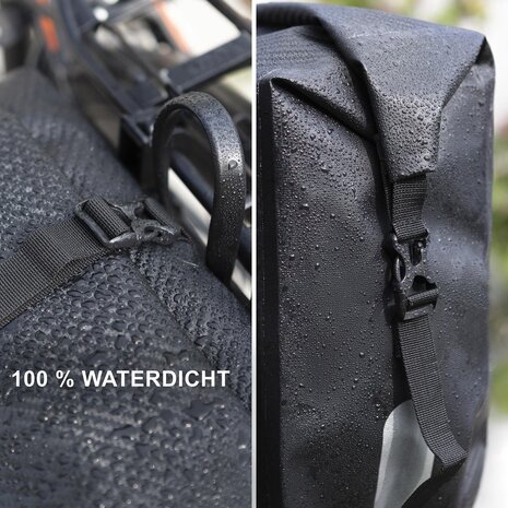 Bicky Bernard  Single Pannier | Backpack | Extremely strong 100% Waterproof | Bicycle bag, Shoulder bag in 1 | 21 Liter Single Pannier 21 Liter - Pannier Shoulder Bag - Shoulder Bag Pannier - Pannier Single 21 Liter - Pannier Single Black