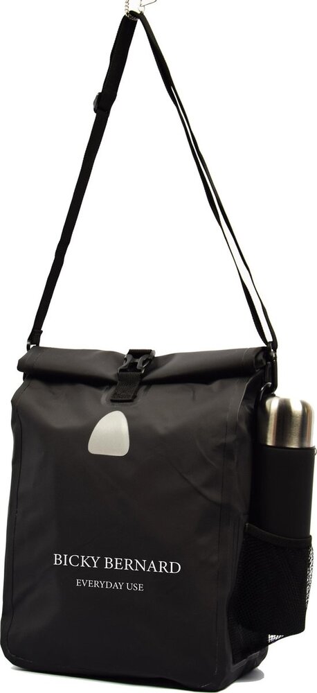 Bicky Bernard  Single Pannier | Backpack | Extremely strong 100% Waterproof | Bicycle bag, Shoulder bag in 1 | 21 Liter Single Pannier 21 Liter - Pannier Shoulder Bag - Shoulder Bag Pannier - Pannier Single 21 Liter - Pannier Single Black