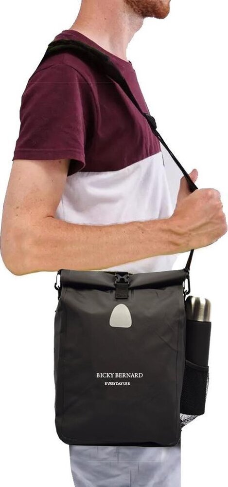 Bicky Bernard  Single Pannier | Backpack | Extremely strong 100% Waterproof | Bicycle bag, Shoulder bag in 1 | 21 Liter Single Pannier 21 Liter - Pannier Shoulder Bag - Shoulder Bag Pannier - Pannier Single 21 Liter - Pannier Single Black