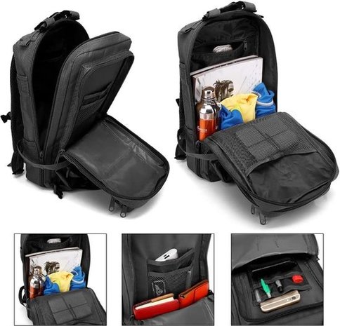 Discountershop Tactical Backpack 26l | Tactical backpack | sport - school - work | Black - Backpack US Assault Molle Large - Backpack - Black - 26 L