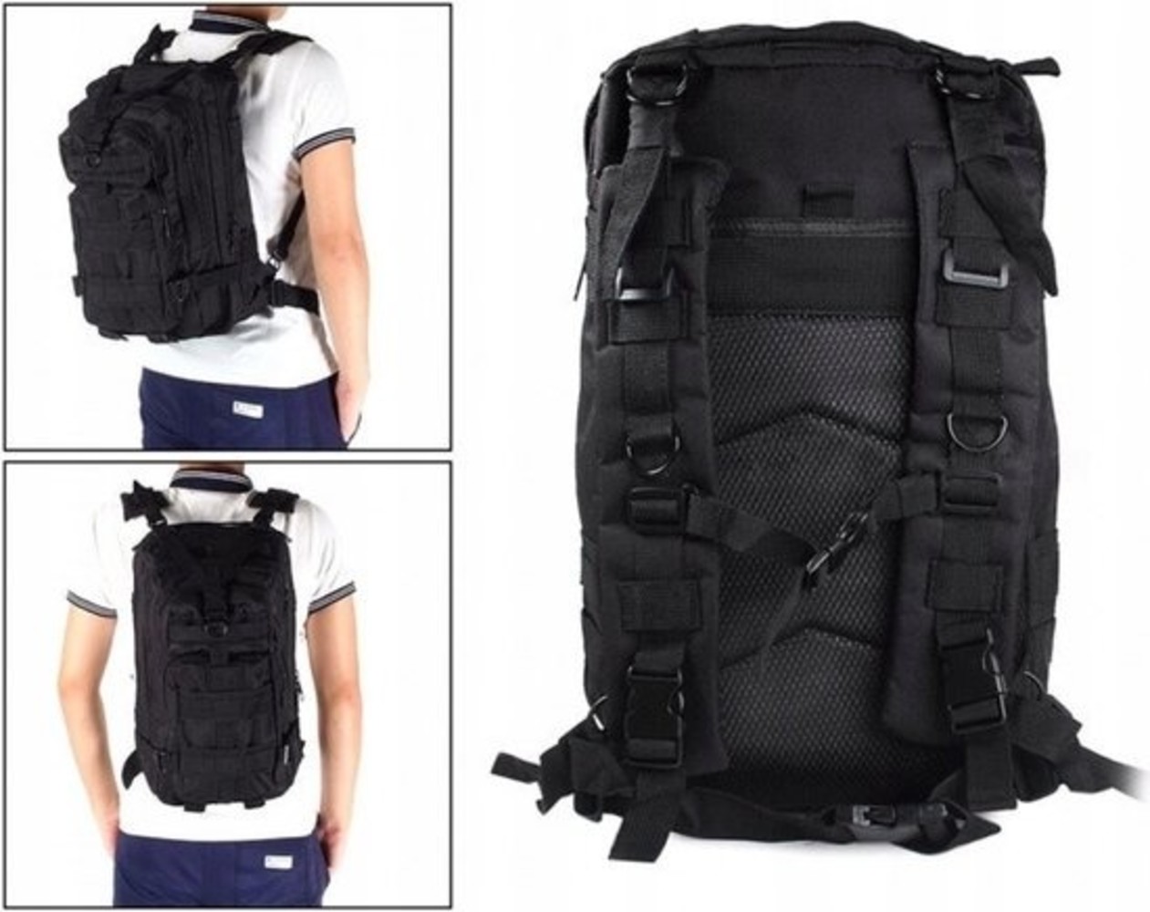Discountershop Tactical Backpack 26l | Tactical backpack | sport - school - work | Black - Backpack US Assault Molle Large - Backpack - Black - 26 L