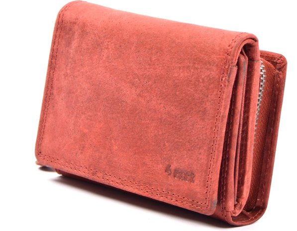 4 East Wallet - wallet ladies - wallet men - wallet cards - Full leather - 4E-458 - RFID Protected Anti skim - 4East - Red - Wallet ladies Red - Wallet Small