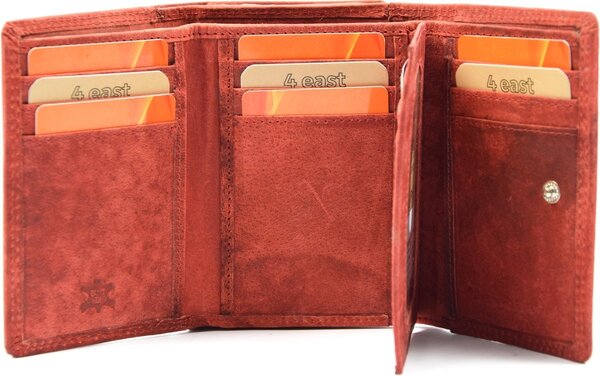 4 East Wallet - wallet ladies - wallet men - wallet cards - Full leather - 4E-458 - RFID Protected Anti skim - 4East - Red - Wallet ladies Red - Wallet Small