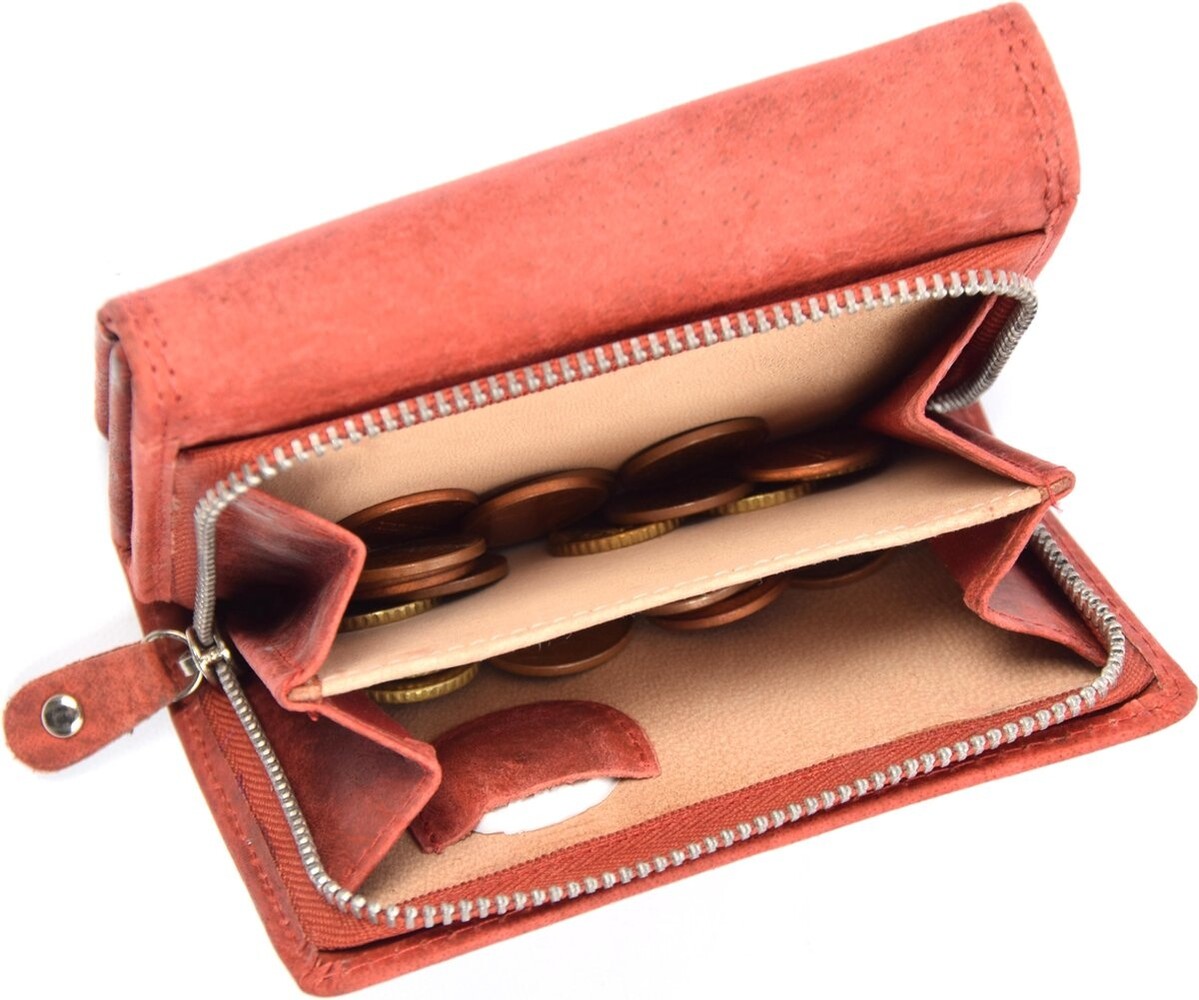 4 East Wallet - wallet ladies - wallet men - wallet cards - Full leather - 4E-458 - RFID Protected Anti skim - 4East - Red - Wallet ladies Red - Wallet Small