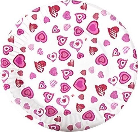Gerimport Gerimport Feestborden Love 23 Cm Papier Wit/roze 10 Stuks