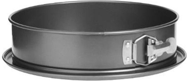 Merkloos Springvorm met deksel 26cm diameter - Cakevorm - bakvorm - taartvorm - bakvorm rond - makkelijk in gebruik - handig om je taart of cake in te bewaren - plastic deksel - zilver