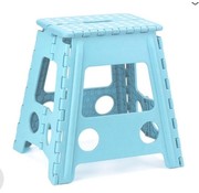 Discountershop Step stool - step stool - Bathroom stool - Blue- Stool - Bathroom stool - Stool - Stairs - Small stairs - Design - Plastic - Discountershop Stool super handy - Stool - Kitchen stairs - Kitchen steps - Foldable - Blue 39 cm - up to 150 kg