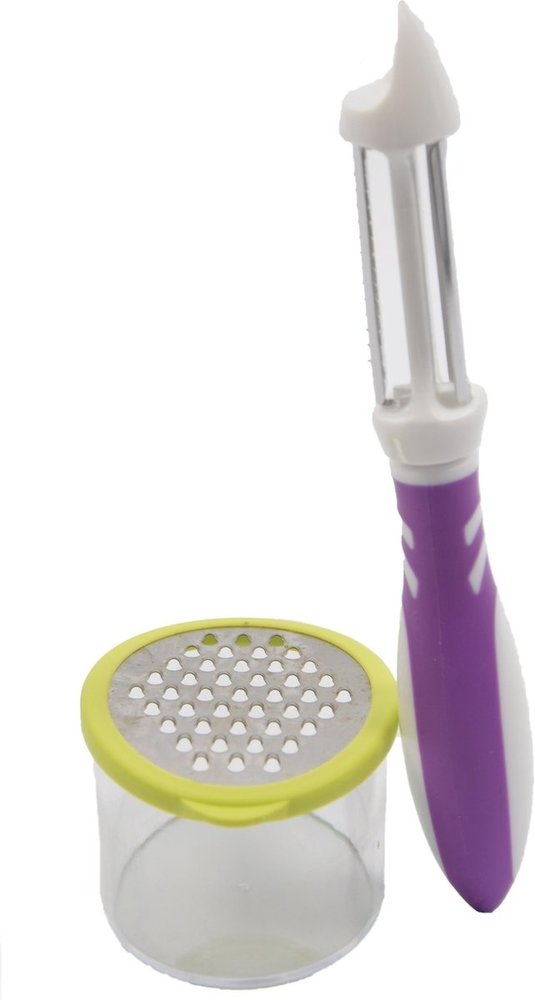 Merkloos Dunschiller met kapje + Kaasrasp | Rasp Met Luchtdichte Voedselopslagcontainer | Schilmes | Fruitsnijder | Kaasrasp Met Voorraadbakje Voor Geraspte Gember Citroen Knoflook Groenten