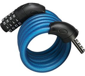 Merkloos Bicycle lock, scooter or motorcycle cable lock 4-position combination lock 8 mm x 150 cm Merkloos Bicycle lock, scooter or motorcycle cable lock 4-position combination lock 8 mm x 150 cm