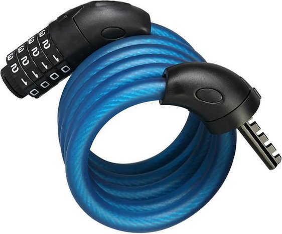 Merkloos Bicycle lock, scooter or motorcycle cable lock 4-position combination lock 8 mm x 150 cm Merkloos Bicycle lock, scooter or motorcycle cable lock 4-position combination lock 8 mm x 150 cm