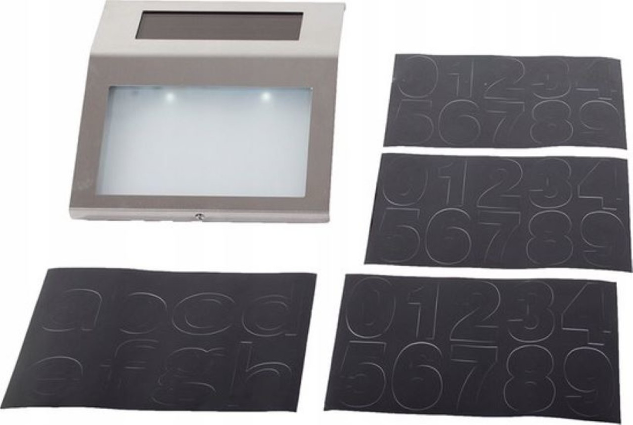 Discountershop RVS Huisnummer Verlichting Solar - LED Huisnummerbord Zonne Energie 1/2/3/4/5/6/7/8/9/0 Discountershop RVS Huisnummer Verlichting Solar - LED Huisnummerbord Zonne Energie 1/2/3/4/5/6/7/8/9/0