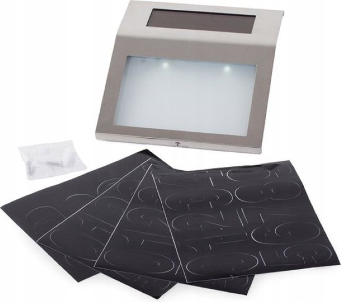 Discountershop RVS Huisnummer Verlichting Solar - LED Huisnummerbord Zonne Energie 1/2/3/4/5/6/7/8/9/0 Discountershop RVS Huisnummer Verlichting Solar - LED Huisnummerbord Zonne Energie 1/2/3/4/5/6/7/8/9/0