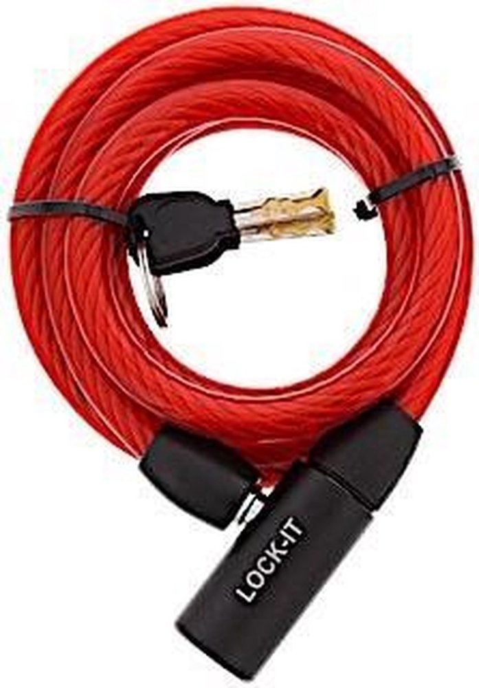 Merkloos Cable lock with 12 mm thick including 2 keys available in 3 colors. Merkloos Cable lock with 12 mm thick including 2 keys available in 3 colors.