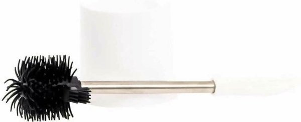 Discountershop Toilet brush with holder white - with silicone brush 39 cm Discountershop Toilet brush with holder white - with silicone brush 39 cm