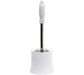 Discountershop Toilet brush with holder white - with silicone brush 39 cm Discountershop Toilet brush with holder white - with silicone brush 39 cm