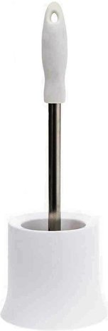 Discountershop Toiletborstel met houder wit - met silicone borstel 39 cm Discountershop Toiletborstel met houder wit - met silicone borstel 39 cm