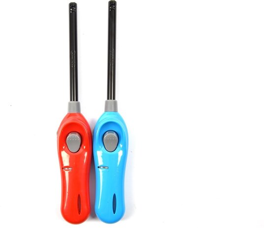 Discountershop Package of 2x BBQ lighters refillable| A Quality |Child protection/Child lock light blue/Red 26 cm Discountershop Package of 2x BBQ lighters refillable| A Quality |Child protection/Child lock light blue/Red 26 cm