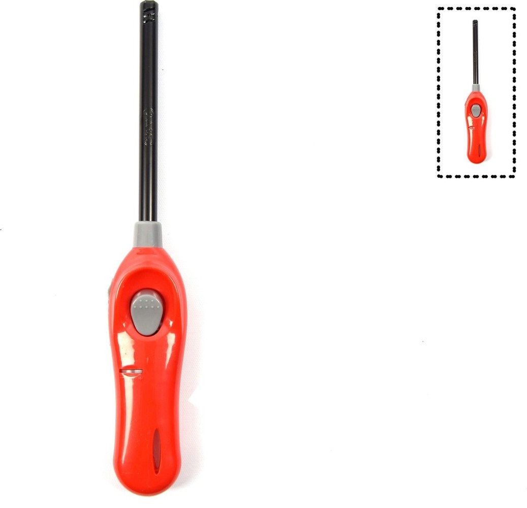 Discountershop Kitchen Lighter Set 26 cm - 2 Refillable Gas Lighters in Red and White for Gas Stove, BBQ, Candles, Hospitality and Garage