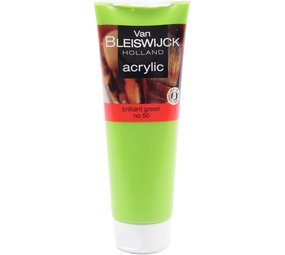 Van Bleiswijck Acryl verf 250 ML - Watervaste verf - Acrylverf lichtgroen - Brilliant green nummer 50 Van Bleiswijck Acryl verf 250 ML - Watervaste verf - Acrylverf lichtgroen - Brilliant green nummer 50