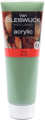 Van Bleiswijck Acryl verf 250 ML - Watervaste verf - Acrylverf Olive - Olive nummer 59 Van Bleiswijck Acryl verf 250 ML - Watervaste verf - Acrylverf Olive - Olive nummer 59