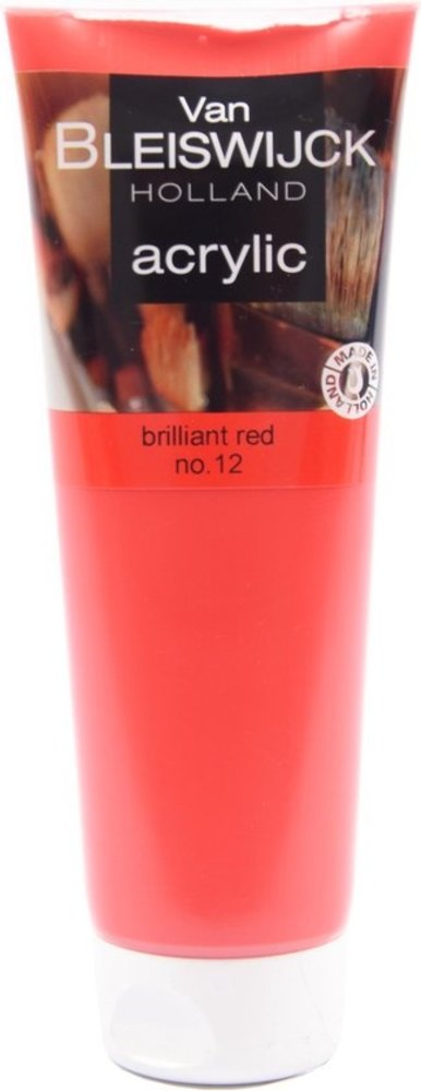 Van Bleiswijck Acrylic paint 250 ML - Waterproof paint - Acrylic paint red - Brilliant red number 12 Van Bleiswijck Acrylic paint 250 ML - Waterproof paint - Acrylic paint red - Brilliant red number 12