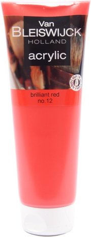 Van Bleiswijck Acrylic paint 250 ML - Waterproof paint - Acrylic paint red - Brilliant red number 12 Van Bleiswijck Acrylic paint 250 ML - Waterproof paint - Acrylic paint red - Brilliant red number 12