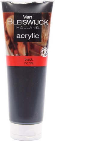 Van Bleiswijck Acryl verf 250ML - Watervaste verf - Acrylverf zwart - Zwart nummer 99 Van Bleiswijck Acryl verf 250ML - Watervaste verf - Acrylverf zwart - Zwart nummer 99