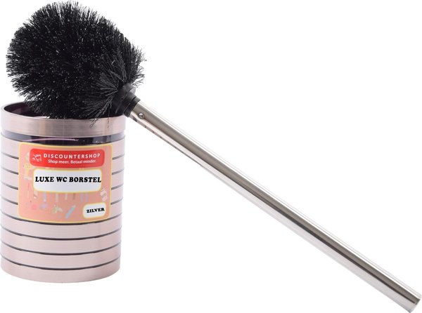 Discountershop RVS toiletborstel met houder gestreept motief - Toiletborstelhouders/wc-borstelhouders voor toilet - Schoonmaakproducten Discountershop RVS toiletborstel met houder gestreept motief - Toiletborstelhouders/wc-borstelhouders voor toilet - Schoonmaakproducten