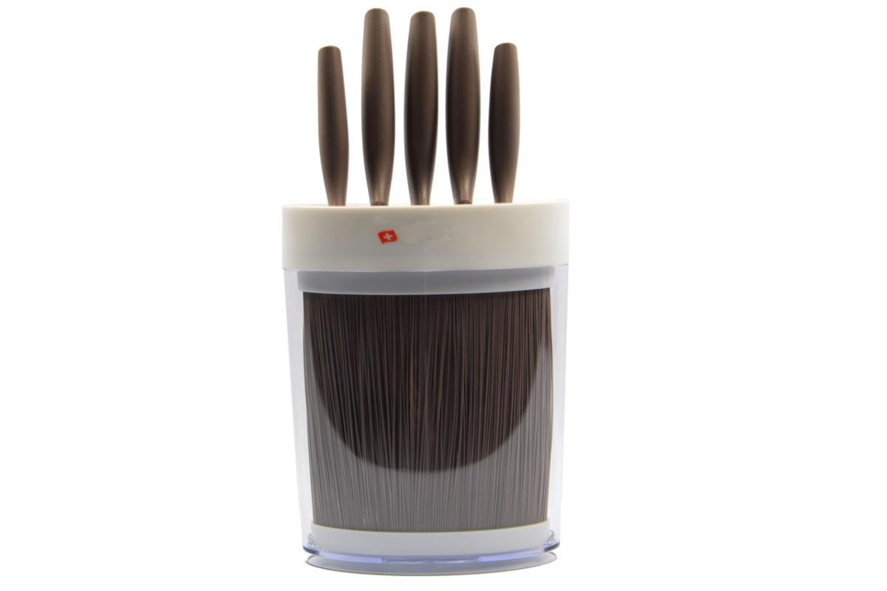 Merkloos Knife set 6 pieces - chef's knife - bread knife - carving knife - utility knife - paring knife - knife holder Merkloos Knife set 6 pieces - chef's knife - bread knife - carving knife - utility knife - paring knife - knife holder