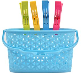 Discountershop Clothespin basket for clothespins - Basket for your clothespins size 22x13x12.5 Blue Discountershop Clothespin basket for clothespins - Basket for your clothespins size 22x13x12.5 Blue