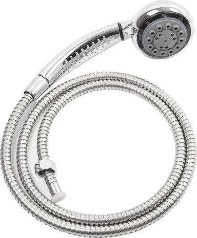 Merkloos Shower head with 8 spray positions -Shower head with hose set-Shower head Incl. Hose 2 Meter -Hand shower 1st. ø 8cm chrome -Shower set hose with 8 spray positions -Shower -Shower heads -Shower head Stainless - 8 Functions - 200 cm hose and 1.3 cm diamete