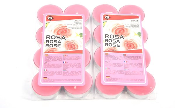 Delaram Scented Tealights - Tealights with 4 Burning Hours - Tealights - Scented Tealights -tealights - 16 pieces Tealights with Fragrance -  Rose  scented tealights