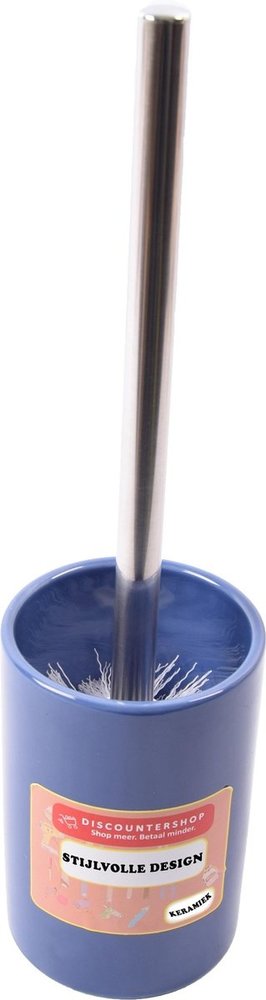 Merkloos Toiletborstel met houder keramiek Toiletborstel 37 cm - keramiek - RVS Navy 2-delig