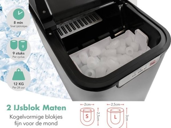 Discountershop Discountershop® Ice cube machine - 2 Liter - 6-8 Min. - 12kg/24h - Ice cube maker with ice scoop - Silver Discountershop Discountershop® Ice cube machine - 2 Liter - 6-8 Min. - 12kg/24h - Ice cube maker with ice scoop - Silver