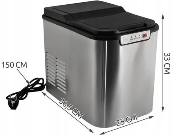 Discountershop Discountershop® Ice cube machine - 2 Liter - 6-8 Min. - 12kg/24h - Ice cube maker with ice scoop - Silver Discountershop Discountershop® Ice cube machine - 2 Liter - 6-8 Min. - 12kg/24h - Ice cube maker with ice scoop - Silver