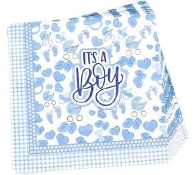 Servetten Jongens 33 X 33 Cm Papier Blauw 20 Stuks