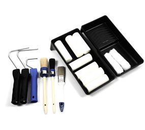 Merkloos 17-Delige Verfset/schilder set voor vernis-, lak-, en muurverfklussen | incl reserverollers en verfkwasten