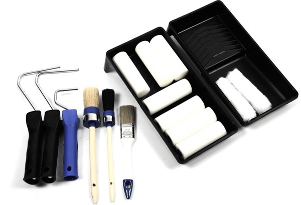Merkloos 17-piece paint set / painting set for varnish, lacquer, and wall paint jobs | including spare rollers and paint brushes Merkloos 17-piece paint set / painting set for varnish, lacquer, and wall paint jobs | including spare rollers and paint brushes