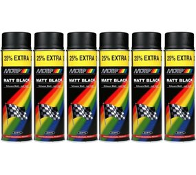 Motip Motip acrylic lacquer matt black - 6 spray cans - fast drying - for wood, metal, glass & plastic - 6 x 500 ml Motip Motip acrylic lacquer matt black - 6 spray cans - fast drying - for wood, metal, glass & plastic - 6 x 500 ml