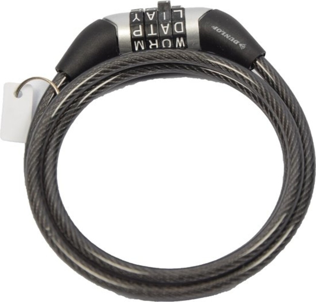 Dunlop Bicycle lock / spiral lock with password 1200 x 6 mm Black Dunlop Bicycle lock / spiral lock with password 1200 x 6 mm Black
